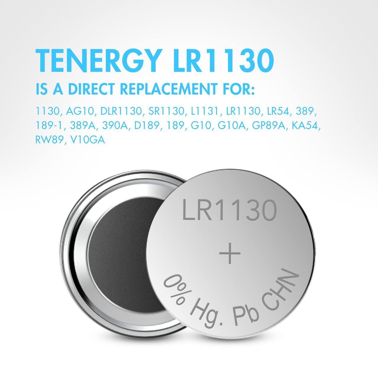 Tenergy Tenergy AG10 LR1130 Button Cell Batteries, 1.5V AG10 Battery for Watches, Calculators, Lasers, and More, 10 Count (Pack of 1)