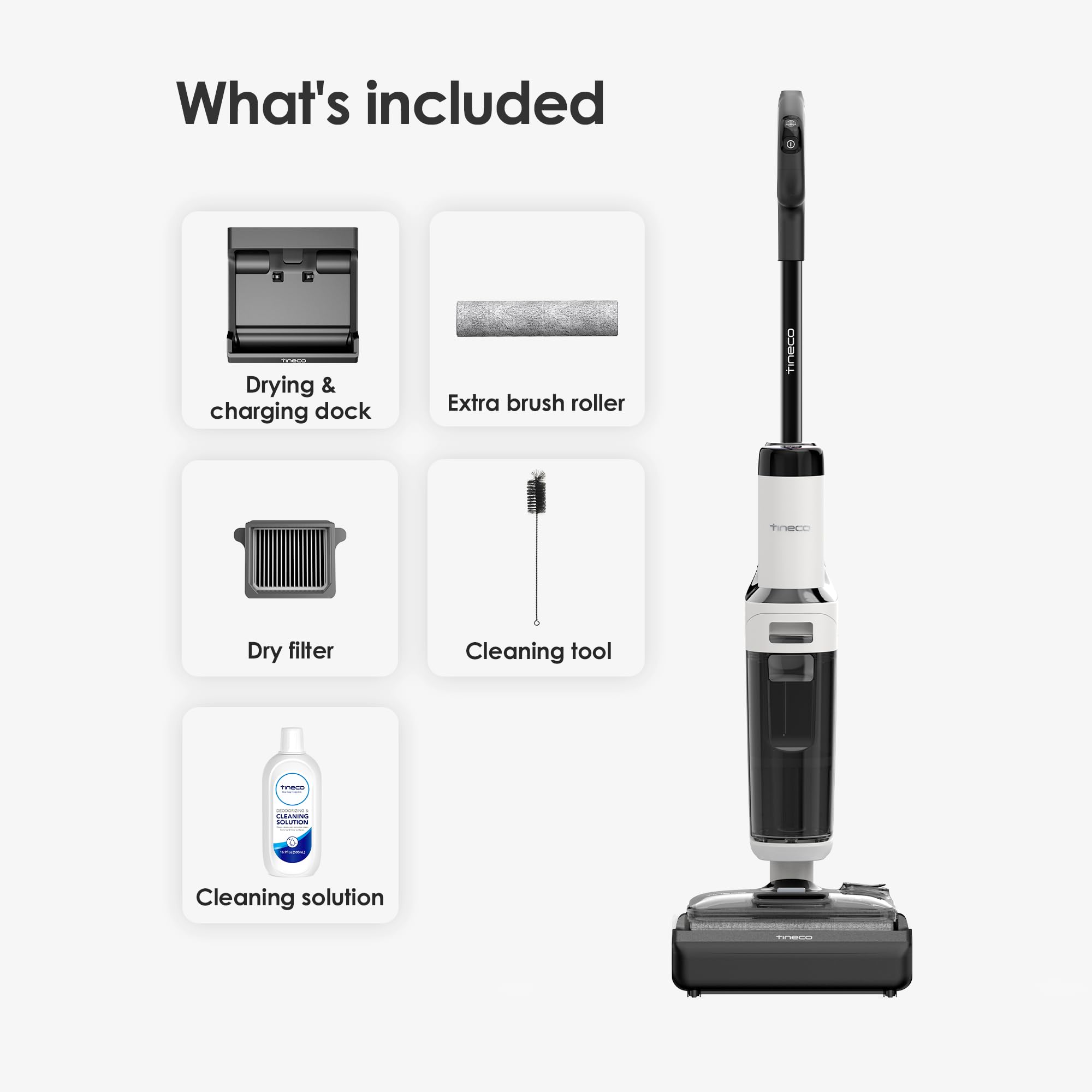 Tineco Floor ONE Stretch S6 Aspiradora inalámbrica en seco y húmedo, trapeador aspirador inteligente plano de 180 °, tiempo de ejecución de 40 minutos, autolimpieza Flashdry de 158 ℉, limpieza de bordes de doble cara, limpiador de pisos liviano