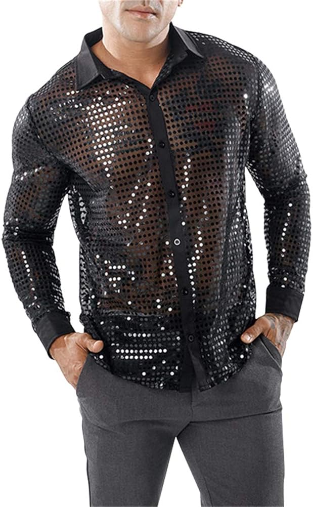 mens sequin dress shirt