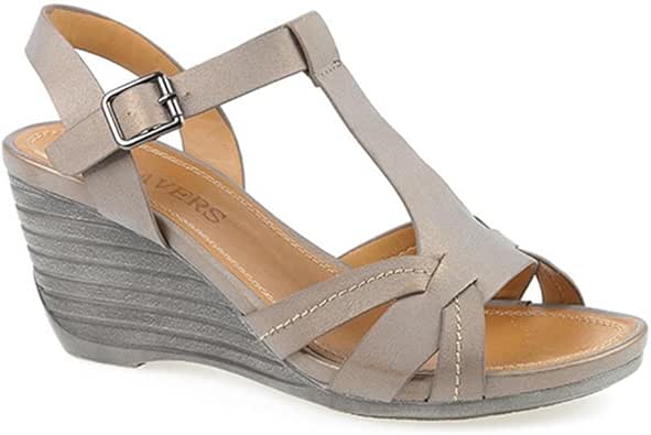 Amazon.com | Pavers Ankle Strap Sandal with Stacked Wedge Heel 301 275 - Bronze Size 11 | Shoes