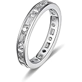 CYW Moissanite Sapphire Ruby Emerald Hand Setting Full Eternity Rings for Women, Solid 925 Sterling Silver, Stackable Ring, Wedding Birthday Valentines Anniversary Mothers Day Ideal Gift for Her