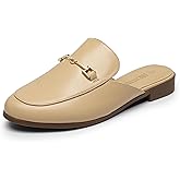 DREAM PAIRS Mules for Women Flats Comfortable Buckle Mules Slip on Slides Backless Loafers Shoes