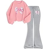 HSOXLQF Kid Girls Clothes 2 Piece Outfit Butterfly Sweatshirt & Flare Leg Pants Fall Winter for Girl Cute Set