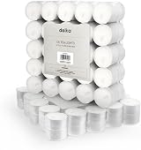 delka Unscented White Tea Lights 8 Hour Burn Time Pack of 100