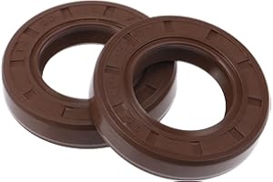 VekAuto Universal Oil Seal TC Double Lip W Steel Spring Seal Ring Rotary Shaft Seal 20x35x7mm High Pressure FKM Rubber Brown 2 Pcs