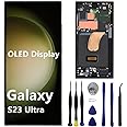 OLED for Samsung Galaxy S23 Ultra Screen Replacement S23ultra 5G S918U S918B/DS S918U1 S918W S918E LCD Display Touch Screen Digitizer Assembly Support Fingerprint and S-Pen (with Black Frame+Tools)
