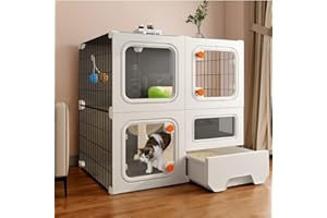 SNAAT Cat Cage Cat Enclosure with Litter Box, Cat Playpen Detachable Metal, Cat Cage Indoor and Outdoor, Ferret Cage, Rabbit Cage