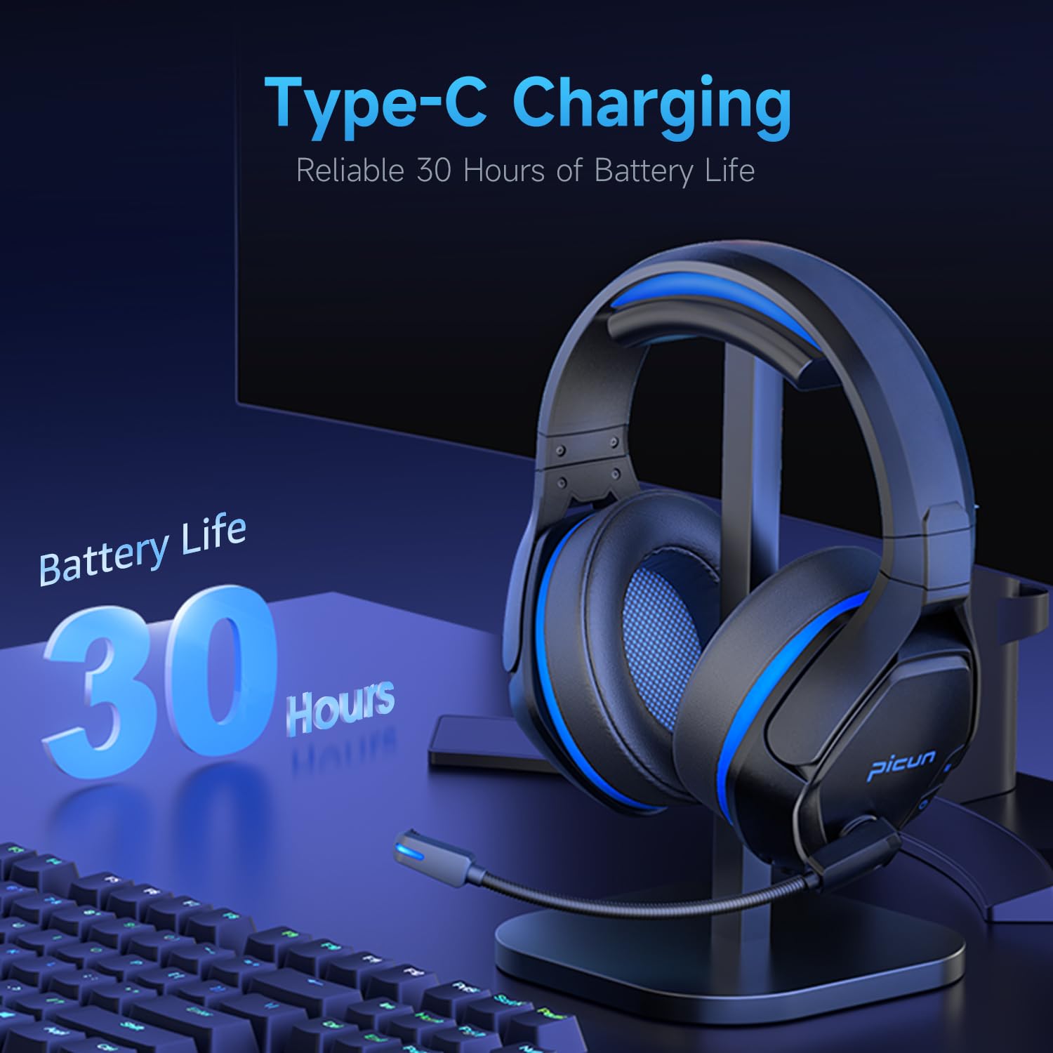 Wireless Gaming Headset, 2.4GHz USB Gaming Headphones for PC PS5 PS4 Mac Switch with Bluetooth 5.2, 100H Battery, ENC Noise Canceling Mic, RGB Light, 3.5mm Wired Jack for Xbox Series