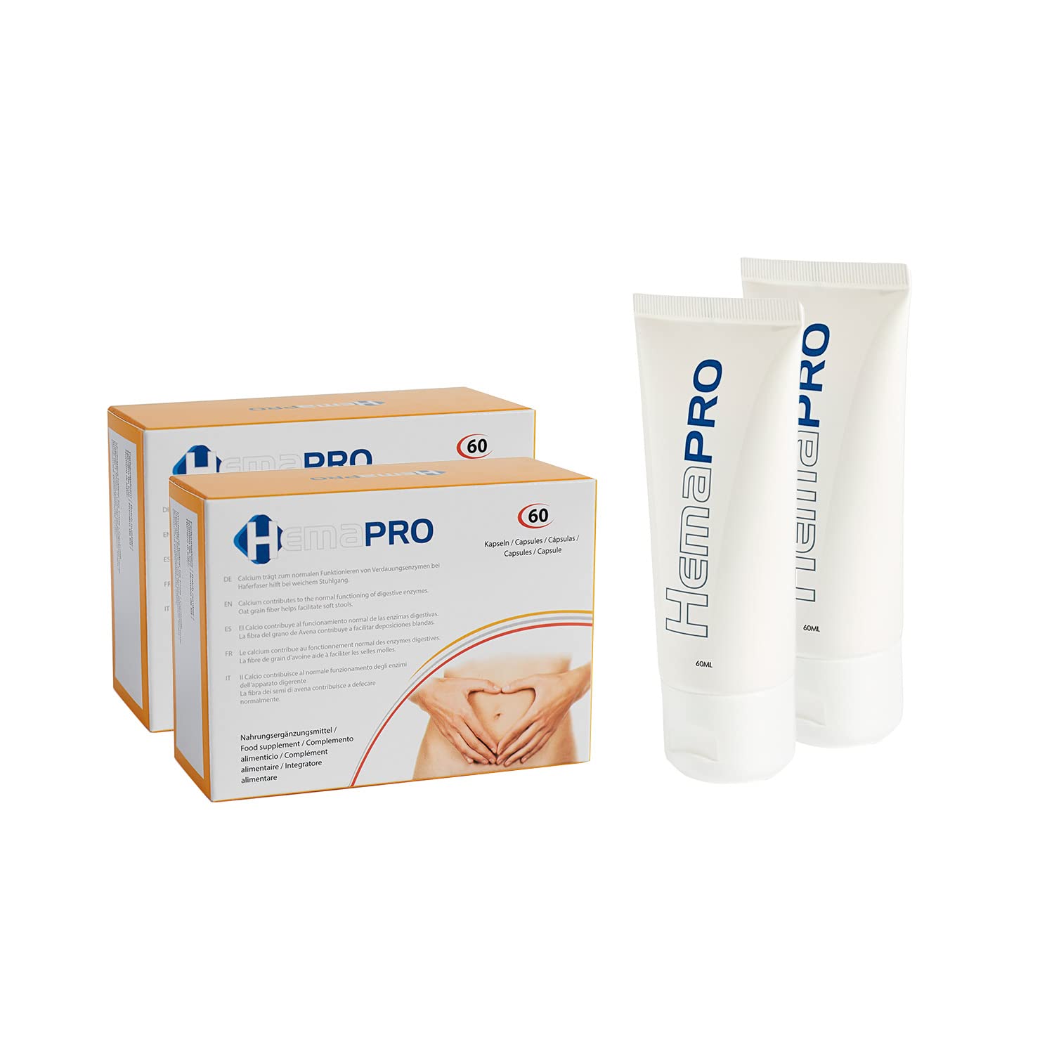 Hemorrhoids - 2 Hemapro Pills + 2 Hemapro Cream: Pills and Cream to Prevent and Relieve Hemorrhoids