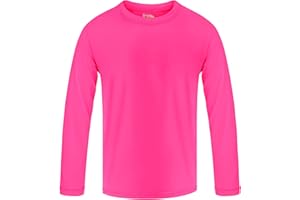 GUICIZI Boys Rash Guard Swim Shirt Long Sleeve Shirts UPF 50+ Sun Shirt Quick Dry Fit Neon Tees Activewear for Kids Girls Youth 2-16Y