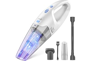 FUOAYOC Handheld Vacuum Cordless, Hand Vacuum Cordless Rechargeable with LED Light/Multi Accessories,1.6lbs Car Portable Vacuum Cleaner for Pet Hair, Home, Car, Office