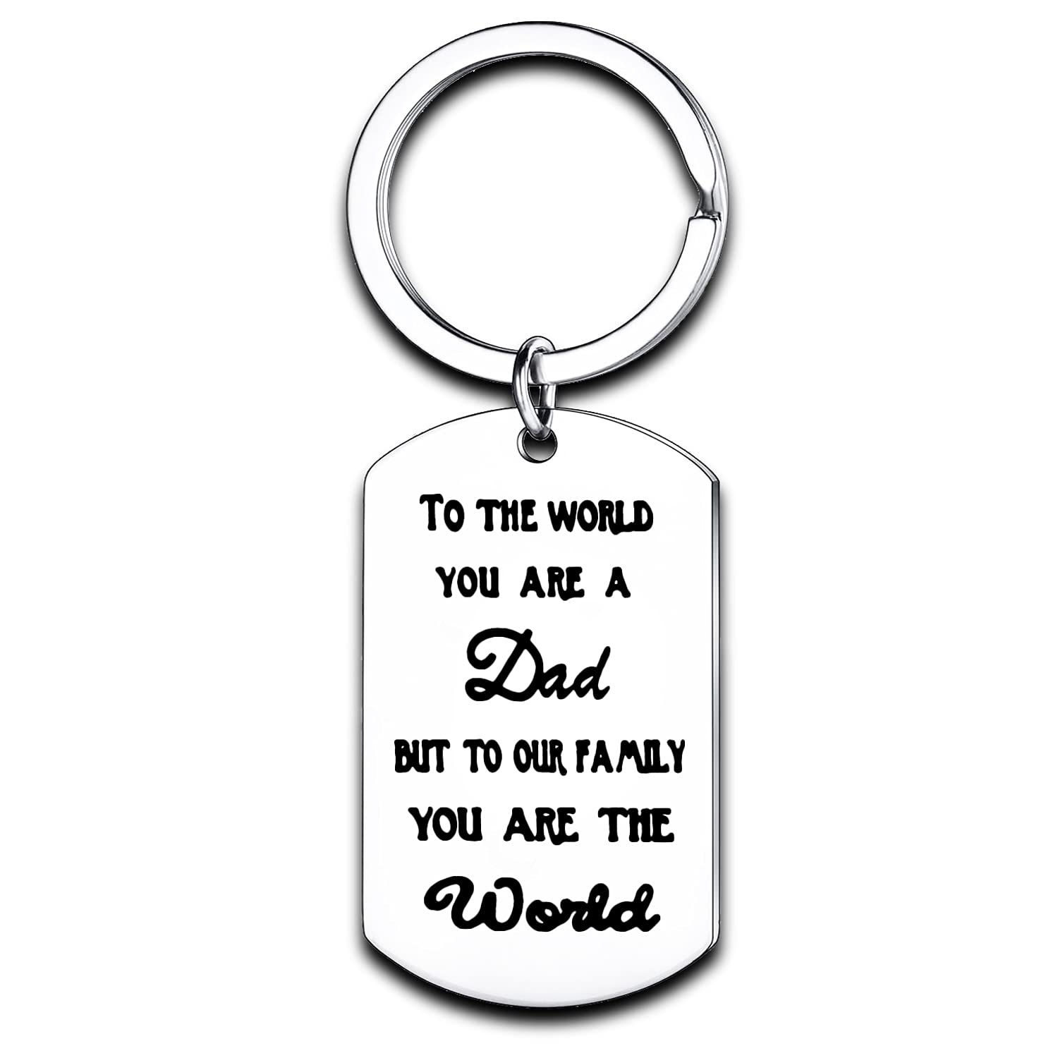 Nimteve Dad Gifts from Son Daughter Dad Keychain Father Keyring Key Tags for Daddy Papa Men Jewellery for Father's Day Birthday Gift (To Our Family You Are The World)