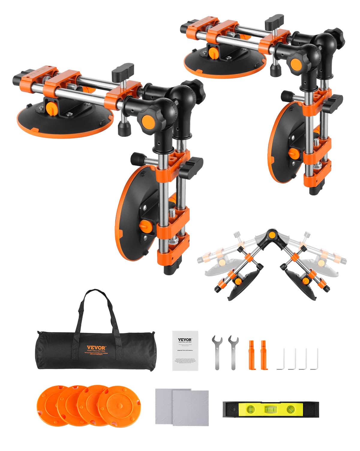 Photo 1 of VEVOR 90 Degree Stone Seam Setter, 2 Packs Granite Seam Setter with 6 in Suction Cups, Seam Joiner for Seam Joining & Leveling, Granite Right Angle 90 Degree, 180 degrees, 270 degrees Countertop