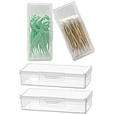 MatFirsmo Cotton Swab Holder for Travel, 4 Pcs Portable Small Dental Floss Holder Clear Plastic Cotton Pad Holder, Travel Floss Picks Case with Dustproof Lid for Bud Hair Ties Floss