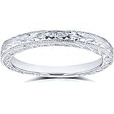 Kobelli Antique Style Engravings Wedding Band in 14k White Gold