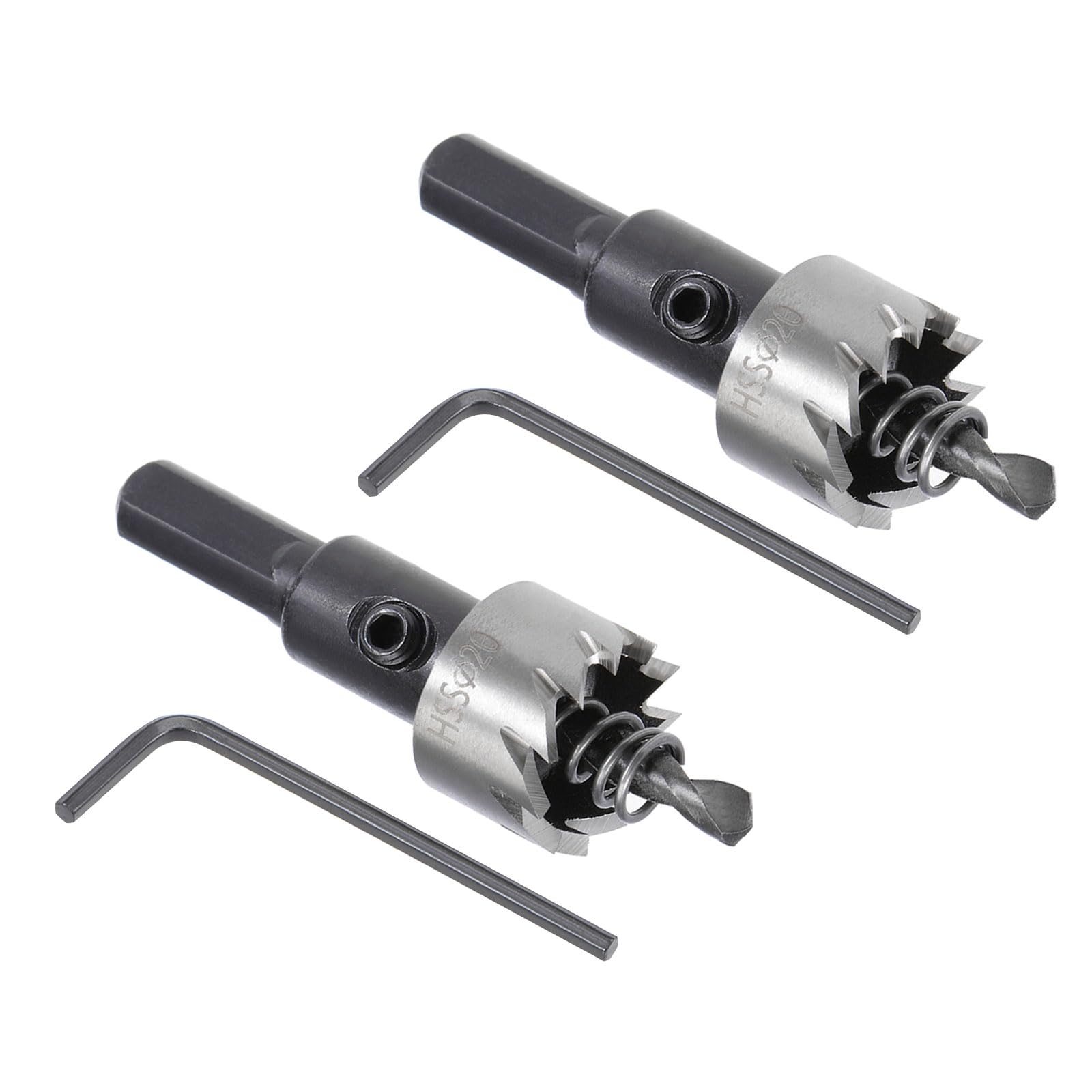 Kozelo 2pcs Hole Saws - [20mm] HSS (High Speed Steel) Drill Bits Hole Cutters for Stainless Steel Aluminum Metal Wood Plastic Use, Triangular Shank