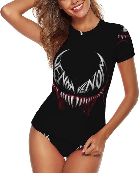 Amazon ヴェノム Venom レディース ビキニ 半袖 フィットネス水着 セパレート ラッシュガード 2点セット 体型カバー 体型補正 紫外線防止 速乾吸水 スイムウエア ビキニ セパレーツ 通販
