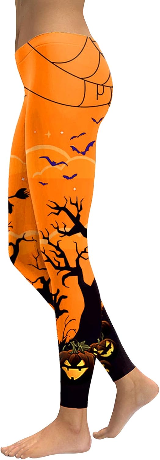 Spadehill Womens Halloween Party Funny Graphic Leggings: Clothing