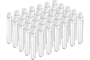 BTSD-home 16x100mm(13ml) Clear Plastic Test Tubes with Caps for Scientific Experiments, Halloween, Christmas, Scientific Themed Kids Birthday Party Supplies, Decorate the House, Candy Storage(50 Pack)