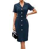 GRACE KARIN Work Dresses for Women 2026 Short Sleeve Button Bodycon Dress Pencil Office Midi Dress with Pockets
