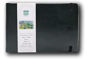 BAOHONG Academy' Watercolor Journal, PU Leather Cover, 24 Sheets Sized 6.2" x 9.4", Cold Press Academy Grade Watercolor Paper, 100% Cotton 140 lb (300 GSM), Travel Art Journal