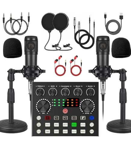 Amazon.com: sktome Podcast Equipment Bundle for 2, V8s Voice