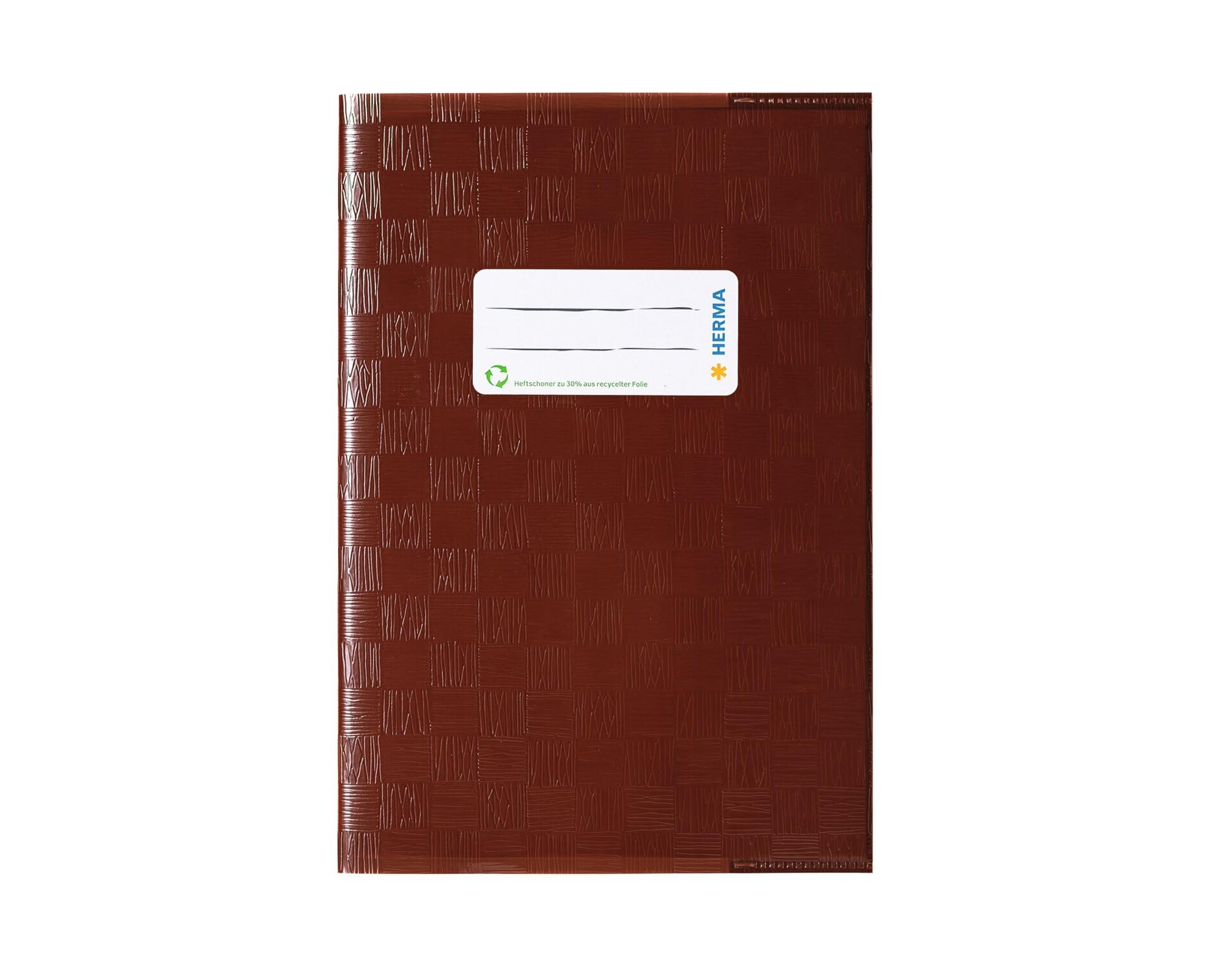 HERMA Exercise Book Cover A5, with Inscription Label, Made of wipeable and Sturdy Plastic, Slip on Cover Jackets for School, Brown