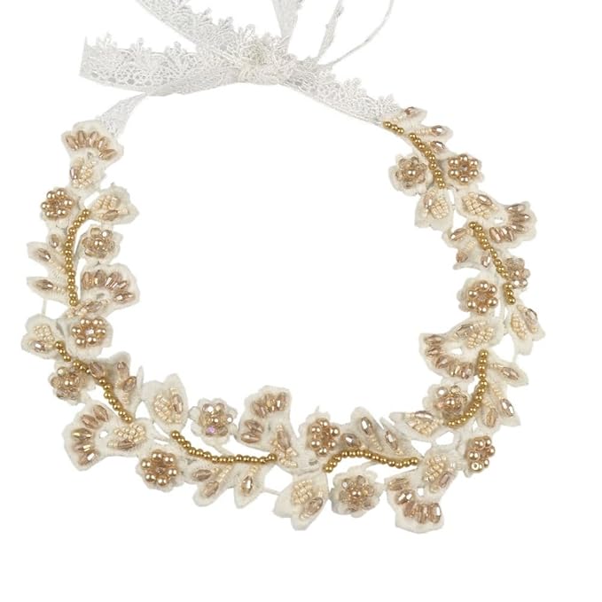 Amazon Com Vintage Pearl Beaded Lace Jewelry Hair Band Headband