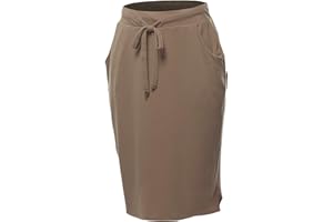 A2Y Women's Elastic Waist Self Tie Tulip Hem Side Pocket Skirt