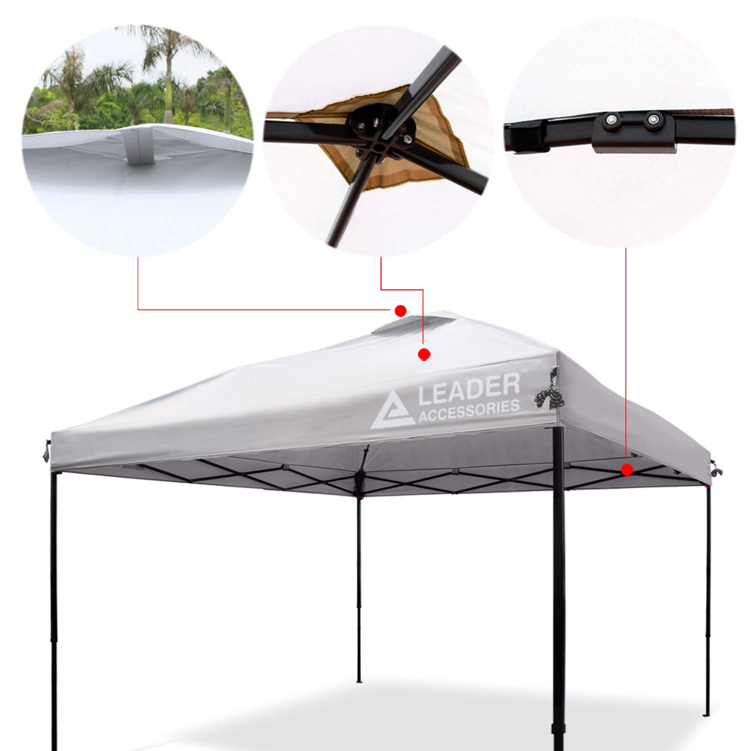 Leader Accessories 10' x 10' Pop Up Canopy Tent Instant Shelter Portable Folding Canopies Straight Leg with Wheeled Carry Bag, Silver