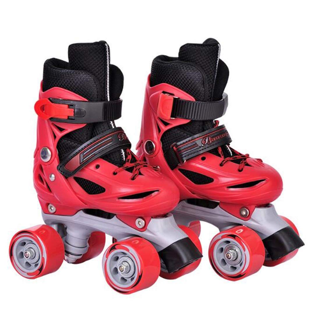 LLSZ Roller Skates Adjustable for Kids,Double Row 4 Wheel With All Wheels,Fun for Girls and Ladies (Color : Red, Size : XS)