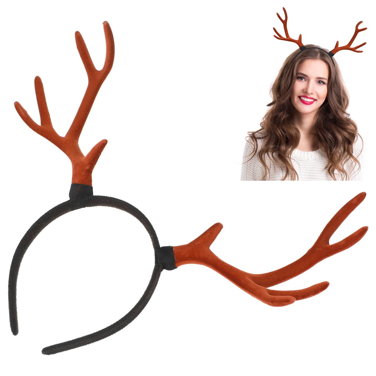 Healeved 1PC Multipurpose Antler Headband Lovely Xmas Antler Headband Funny Xmas Headwear
