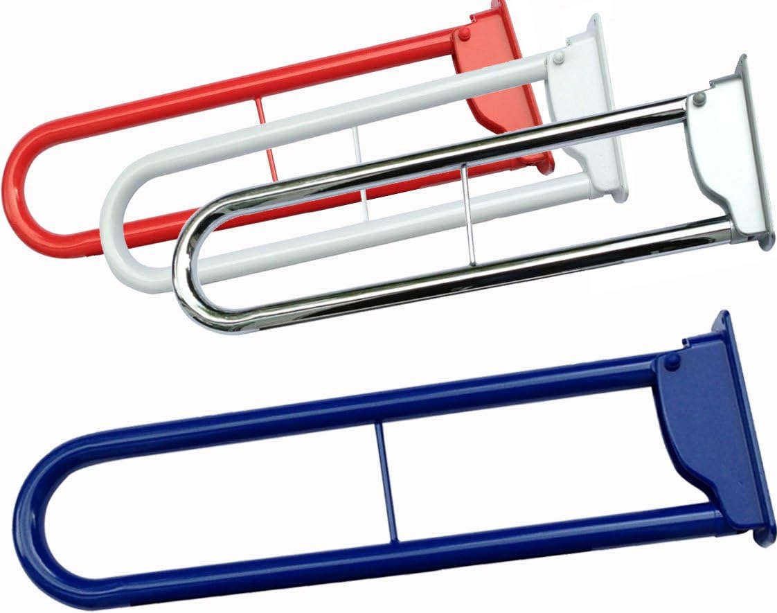 Heavy Duty Steel Drop Down & Fold Away Bathroom Safety Rail - Blue