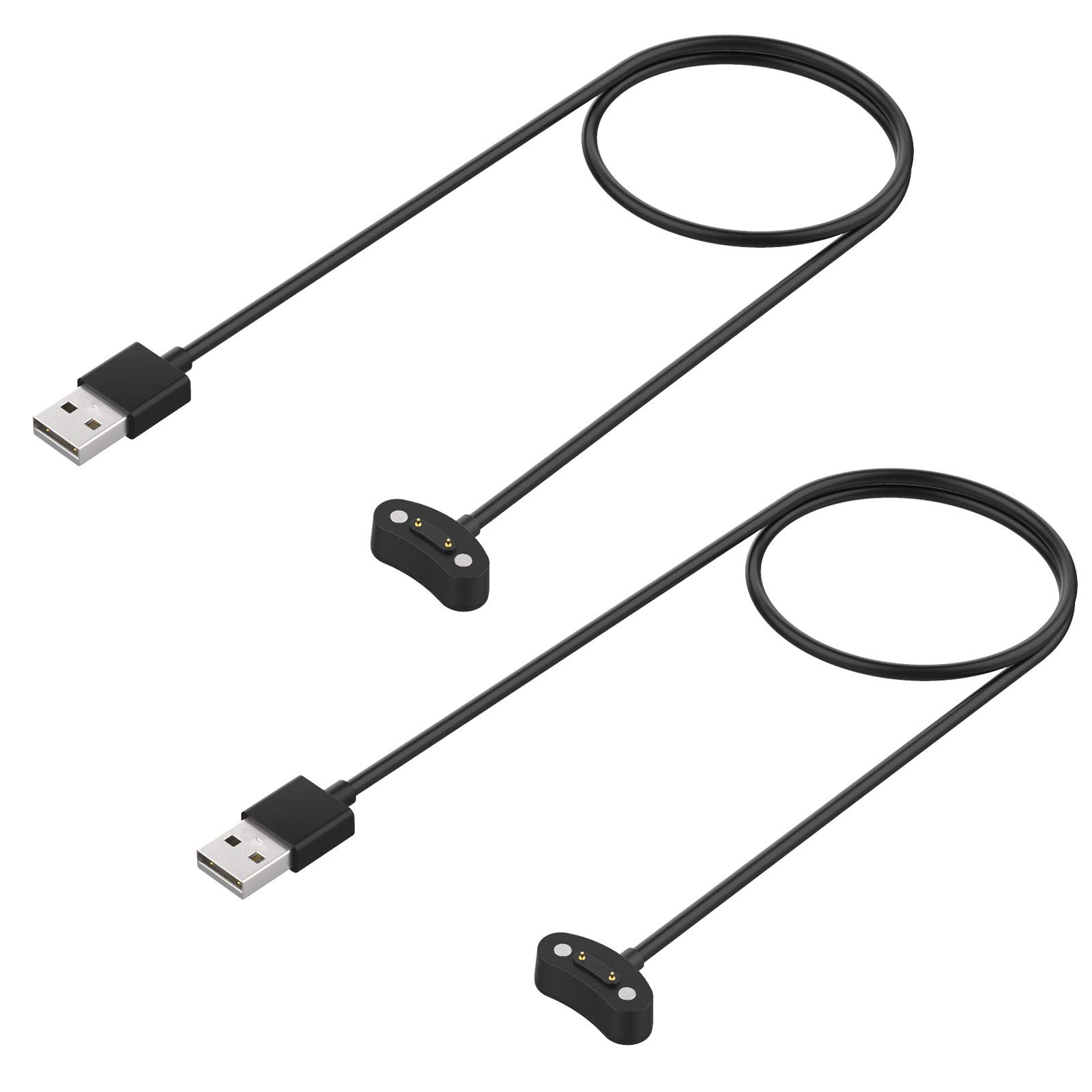 TiMOVO Charger Compatible with TicWatch Pro 5/Pro 3/TicWatch Pro 3 LTE, 2 Pcs 3.3 Ft Magnetic Charging Dock, USB Charging Cable Clip Cradle, Replacement Charger Power Cable Cord, Black