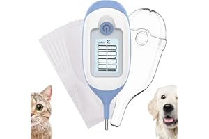 Pet Thermometer, Friendly Short Probe,Comfort Flexible,10-Sec Reading, Rectal Thermometer for Dogs Cats,30 Probe Covers Inclu