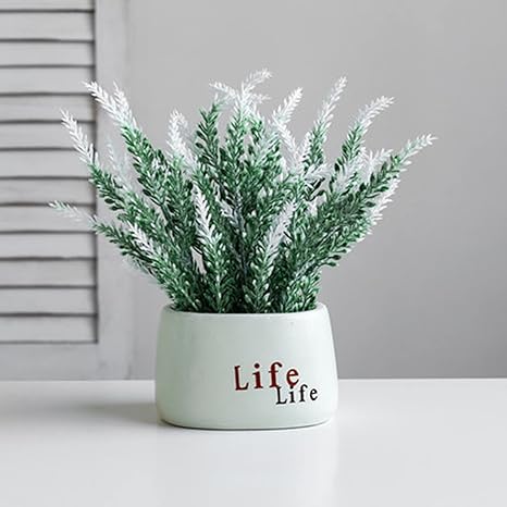 Amazon Co Jp ミニ インテリアグリーン 造花 観葉植物 かわいい まあるい 光触媒 グリーン ユーカリ陶製の花瓶と偽造花ミニ造花盆栽 偽造花盆栽 D ホーム キッチン