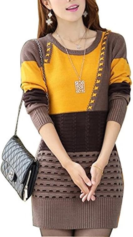 Amazon ガオルイ Gaorui レディースセーター ロングセーター 暖かさを守る ウール 上着 シック お洒落 可愛い 秋冬 レディース ワンピース パーカー 日韓 綿 大きいサイズ ワインレッド カーキ グリーン ブラック 黄色い レッド ブルー M L Xl ワンピース