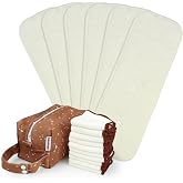 Mama Koala 6 Pcs 6-Layer Bumboo Hemp Cotton Baby Cloth Diaper Inserts, with 10 Pack Washable Cloth Diaper Wipes &amp; 1ps of Waterproof pod