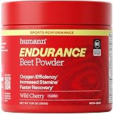 Humann Sport Endurance Beet Root Powder, Wild Cherry, 20 Serv | Nitric Oxide &amp; Recovery Support, Oxygen Efficiency, Caffeine-Free, NSF Certified for Sport, Non-GMO, Mixes in Water