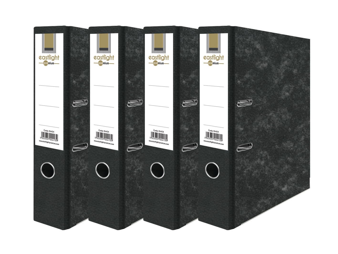 Eastlight A4 Extra Strong Marble Black Lever Arch Files Document Storage (Pack of 4)