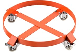 ECOEXPLORER 55 Gallon Drum Dolly, 1,000 Pound Capacity Barrel Dolly with Steel Frame 4 Swivel Casters Wheel, Barrel Cart with Brake for Warehouse Drum Handling, 1 Pack