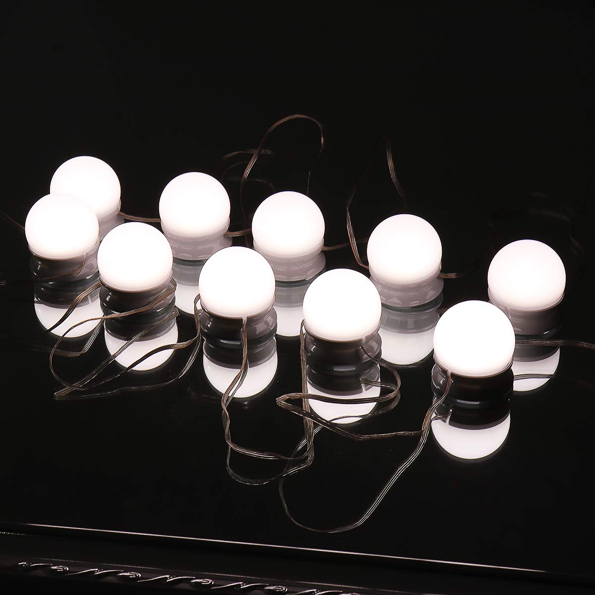 Vanity Mirror Makeup Lamp, KeepTpeeK 10 Bulbs Vanity 3 Color Lighting Modes Brightness Dimmable USB Charge LED Mirror Light for Bedroom Makeup Vanity Table