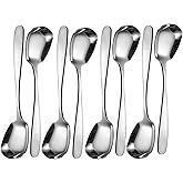 Ouliget Square Head Spoons, Korean style Square Sugar Spoon,Thick Heavy Stainless Steel Soup Spoon Table Spoons Flat Square Spoon,7 Inch,Set of 8.