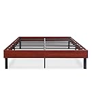 Olee Sleep Wood Platform Bed Frame/Steel Slat support/Non Slip, Classic Brown, Queen 14''H