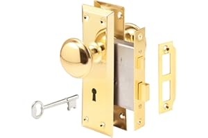 Prime-Line Products E 2293 Keyed Mortise Lock Set, Brass Knobs