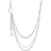 Sacina Gothic Layered Silver-tone Star Pants Chain, Wallet Belt Chain, Goth Emo Punk Grunge Y2k Accessories