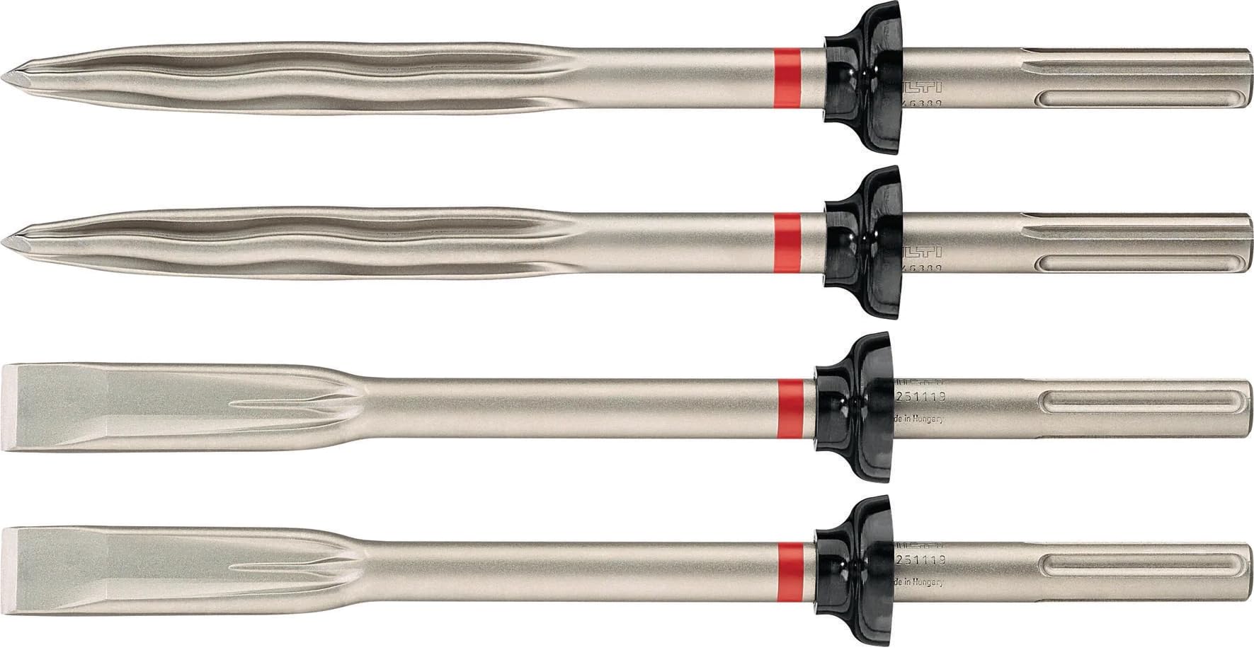 Hilti TE-YX SM/FM 36 Chisel Set, Pack of 4 (2 Pointed, 2 Narrow-Flat) SDS-max (TE-Y) Self-Sharpening Chisel bits for Demolition of Concrete and Masonry, Dimensions: 360 mm Long (2241997)