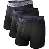 BAMBOO COOL Men's Ultra-Soft Boxer Briefs Underwear for Men Tag-Free No Ride-Up Mens Underwear