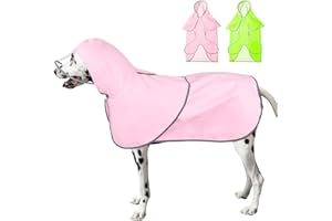 DOMIGLOW Reflective Dog Raincoat - Waterproof Dog Rain Jacket Hooded Poncho Lightweight Dog Rain Coat with Transparent Cap Brim (XX-Large, Pink)