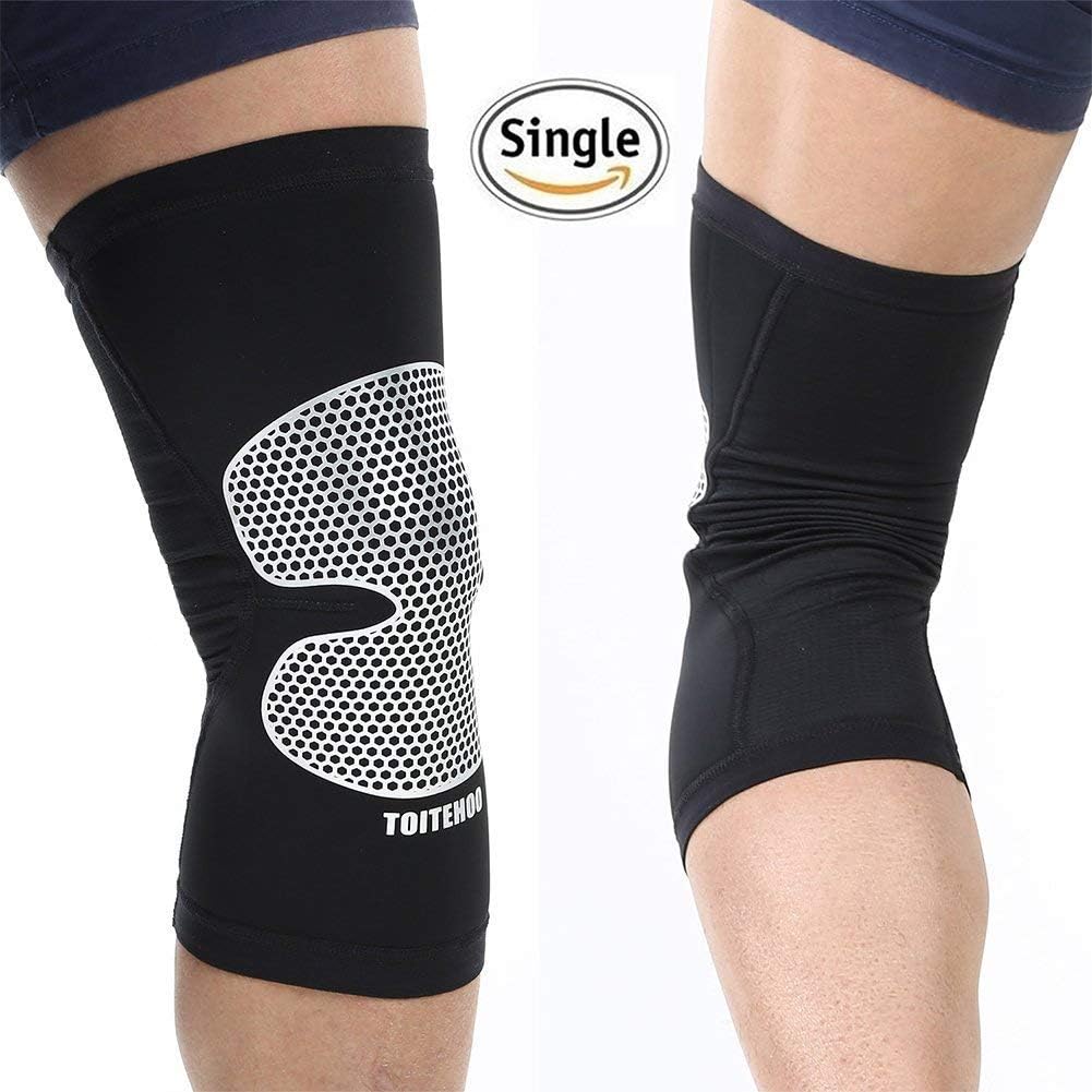 TOITEHOO Knee Sleeve, Knee Brace Athletics Support Improved Circulation for Walking, Running, Basketball, Workout and More Sports - Black (Single Wrap)